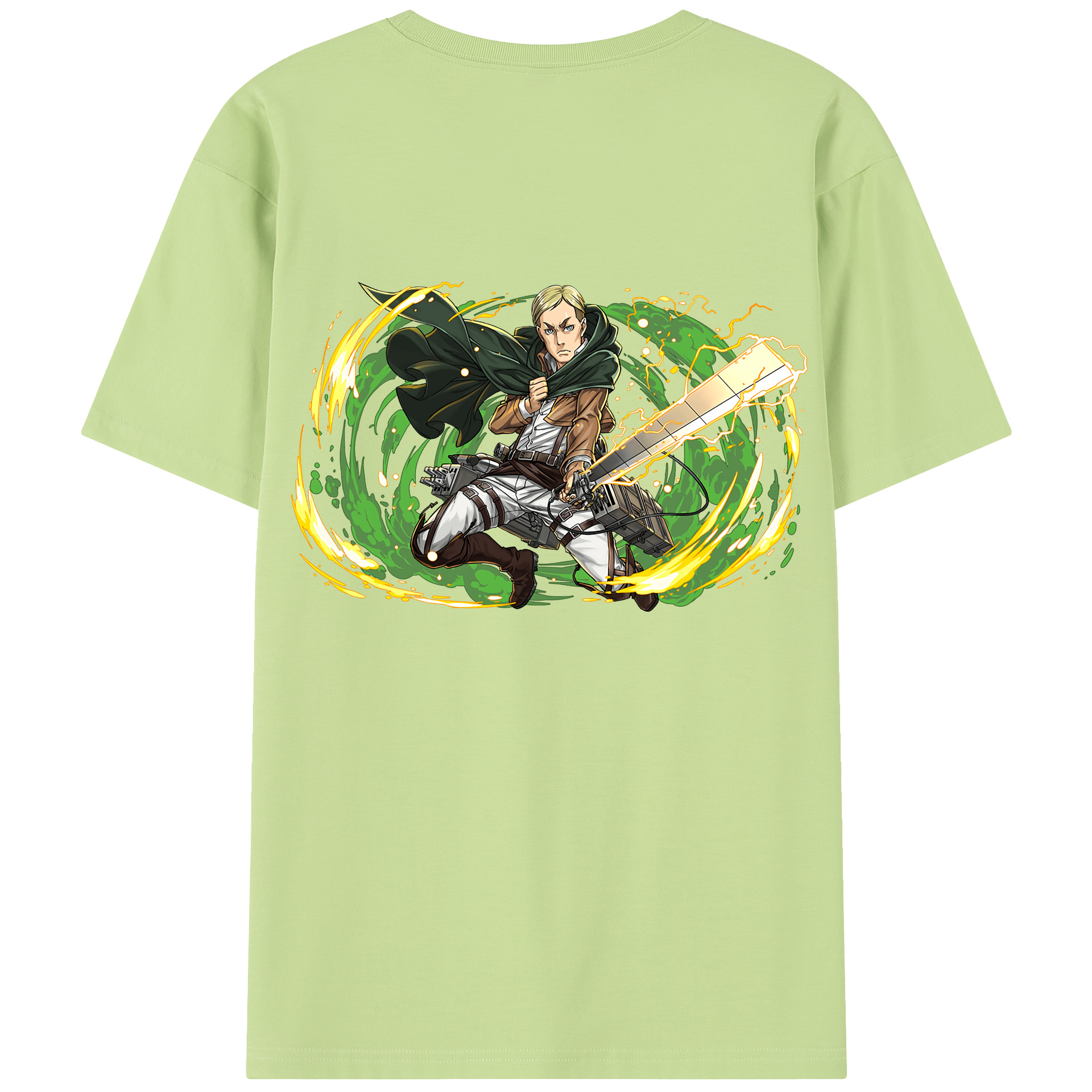 （画像用） 進撃の巨人 エルヴィン・スミス Attack on Titan Erwin Smith 綿100％半袖Tシャツ（背面プリント）